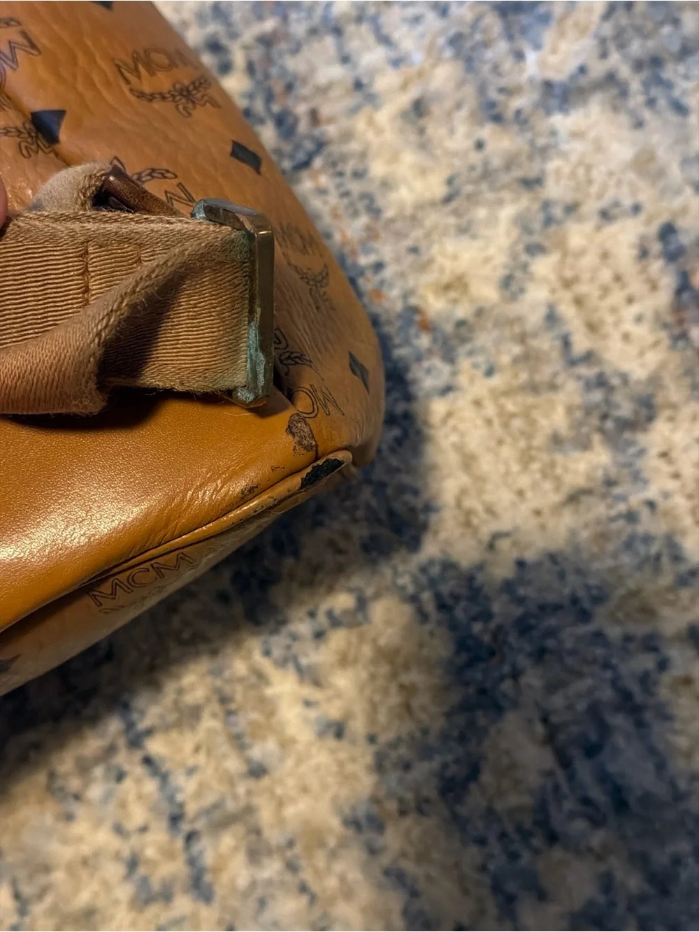 MCM Cognac Monogram Canvas Backpack